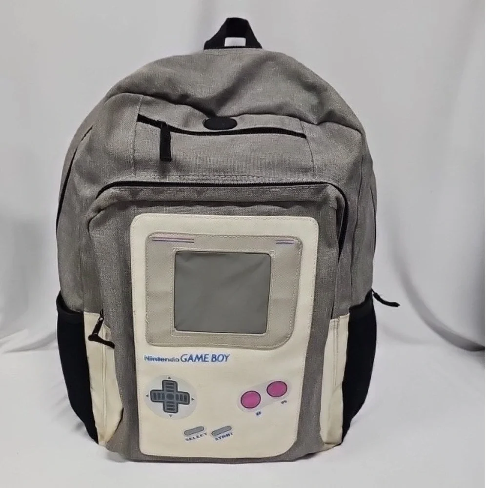 Nintendo Game Boy Retro Handheld Console Backpack Gray Cream Travel School Bag